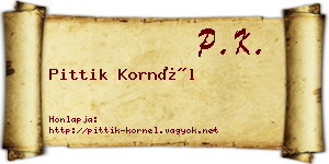 Pittik Kornél névjegykártya